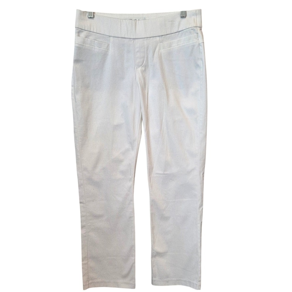 Lee StyleUP Women's Petite White‎ Pull On Cotton Stretch Casual Pants Size 6P